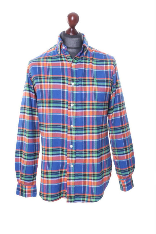 Men's RALPH LAUREN Flanel Multicolor 100% Cotton Check Long Sleeve Shirt Size s