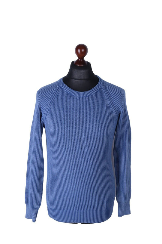 Men's NORTH SAILS Navy 100% Cotton Crew Neck Ribbed Jumper Size s