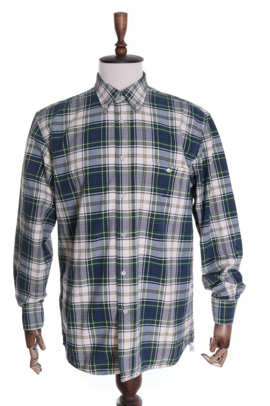 Men's PAUL & SHARK Vintage Green Check 100% Cotton LS Shirt Size 43 / 17