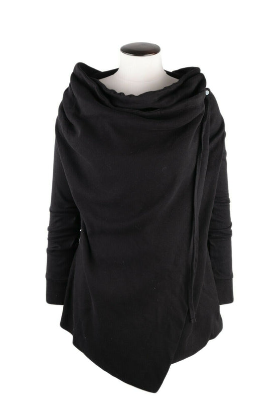 Women's ALLSAINTS Black Cotton Sweat Cardigan Jumper Size XS