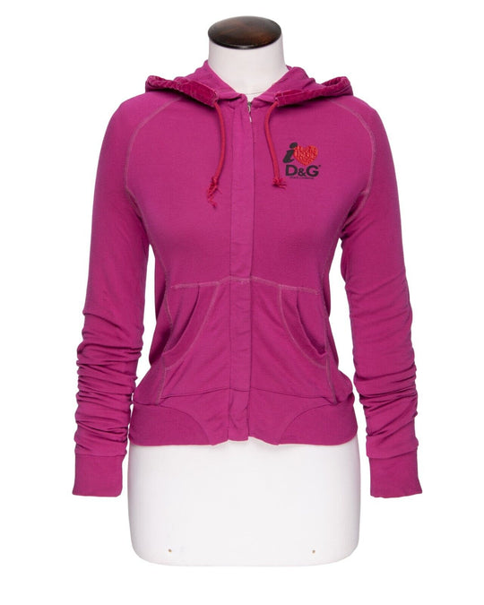 Vintage DOLCE & GABBANA D&G Full Zip Hoodie Purple Viscose Women's Top Size S