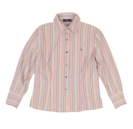 Women's BURBERRY Multicolor Striped Cotton Longsleeve Shirt Size 40