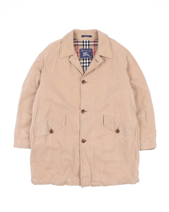 BURBERRY Jacket Beige Cotton Nova Check Collar Men's Short Coat Size 50 UK