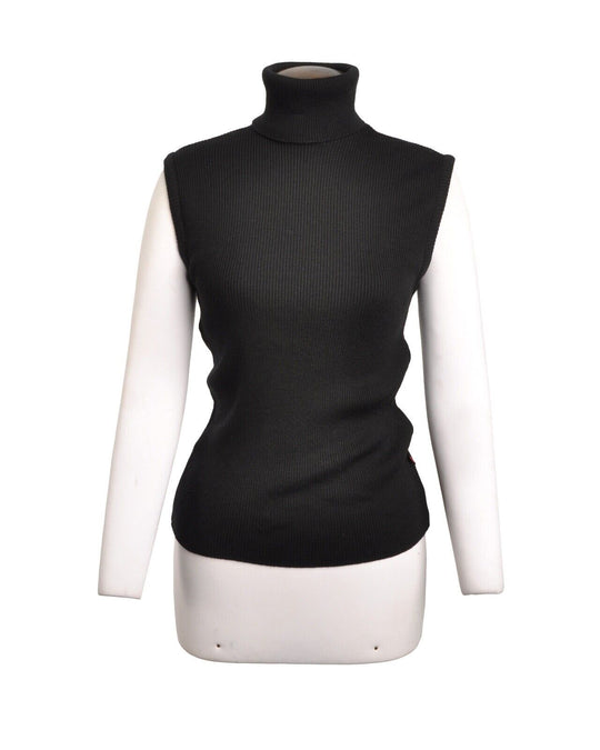 DOLCE & GABBANA Vest Sleeveless Black Jumper Mock Neck Women's Top Size 46 IT