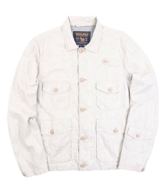 Men's WOOLRICH Grey Multipocket Lightweight Cotton Safari Jacket M