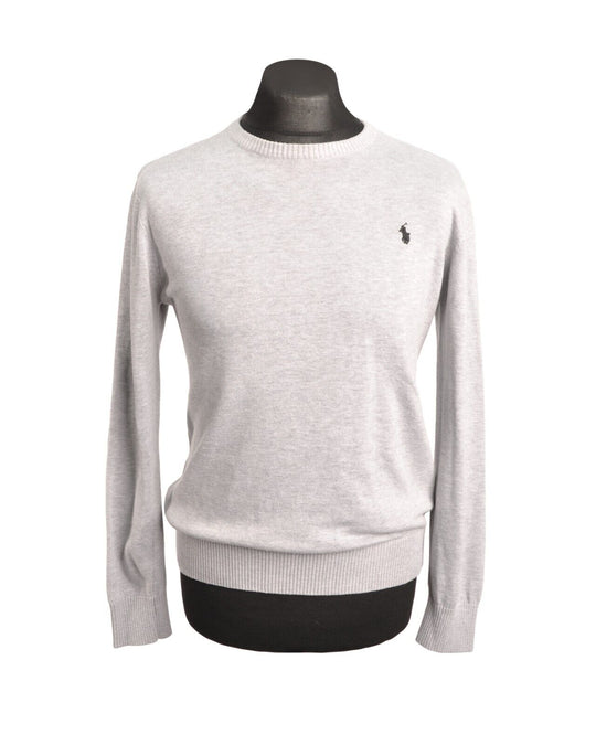 RALPH LAUREN Sweater Gray Cotton Crew Neck Ribbed Trim Mens Knit Pullover XL