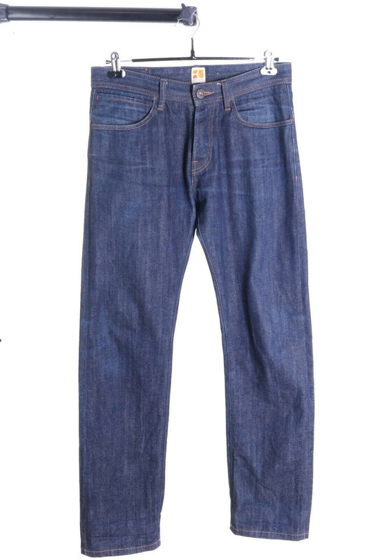 Men's HUGO BOSS ORANGE Navy Blue Cotton Selvage Raw Denim Jeans Size 32 / 34 Reg