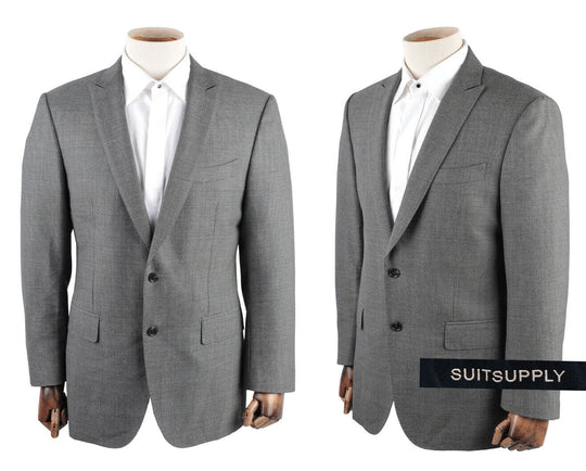 Men's SUITSUPPLY Grey Wool Peak Lapel Blazer Jacket Size 40 US / 50 IT