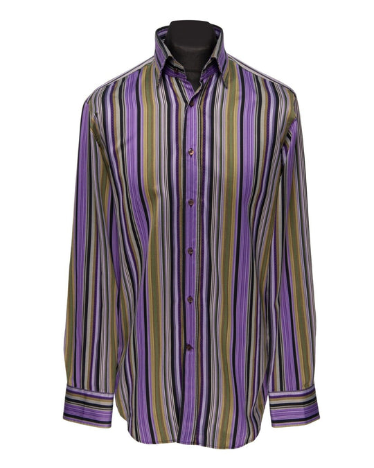 ETRO Milano Shirt Multicolor Striped Cotton Men's Button Up Size 40