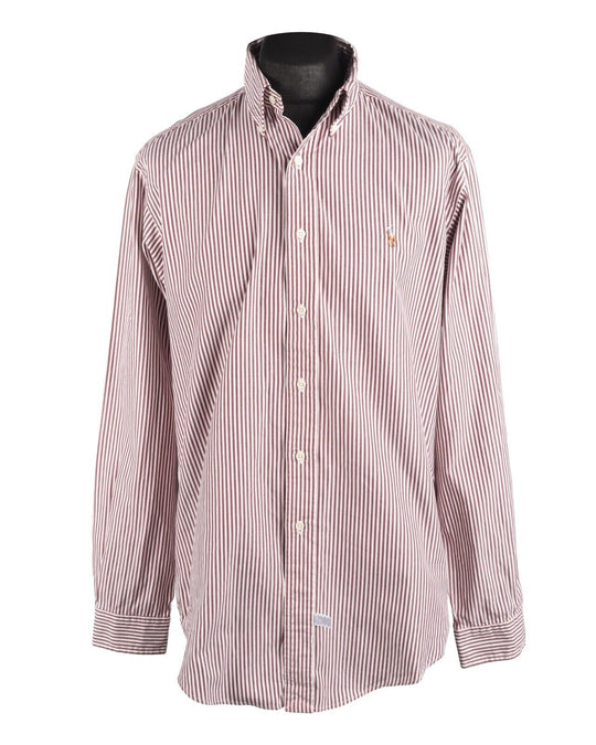 Men's Vintage POLO RALPH LAUREN Burgundy Red Striped Andover Shirt Size 16