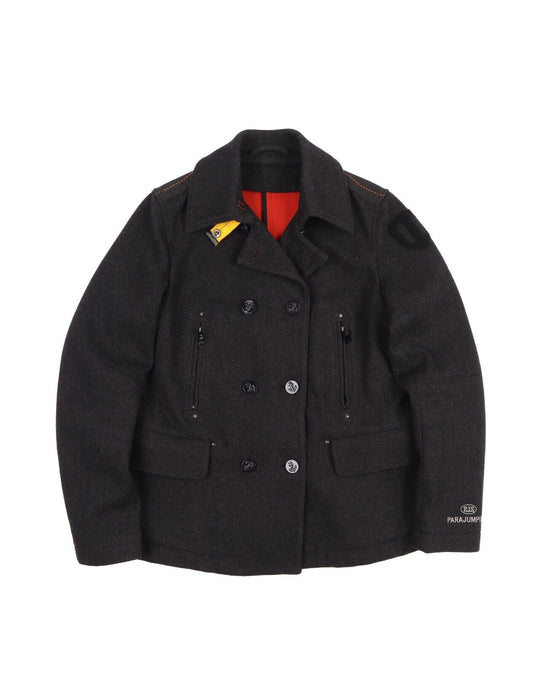 PARAJUMPERS Maritime Jacket Gray Wool Women Short Pea Coat Blazer Size UK S