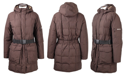 Women's WOOLRICH Brown Nylon Quilted Puffer Down Coat Long Jacket Size M