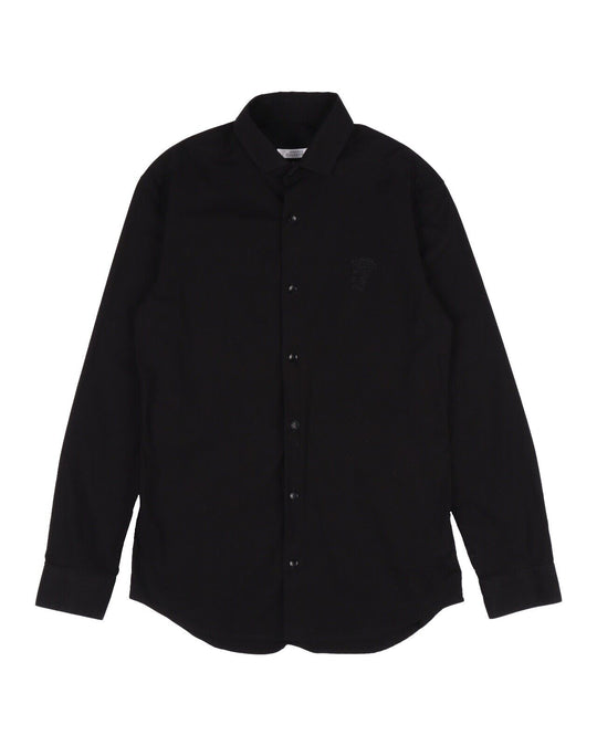 VERSACE Collection Shirt Black Cotton Men's Medusa Logo Slim Fit Size 39