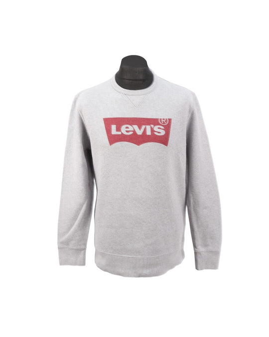 LEVI'S Jumper Sweatshirt Gray Cotton Crew Neck Big Logo Men's Size M