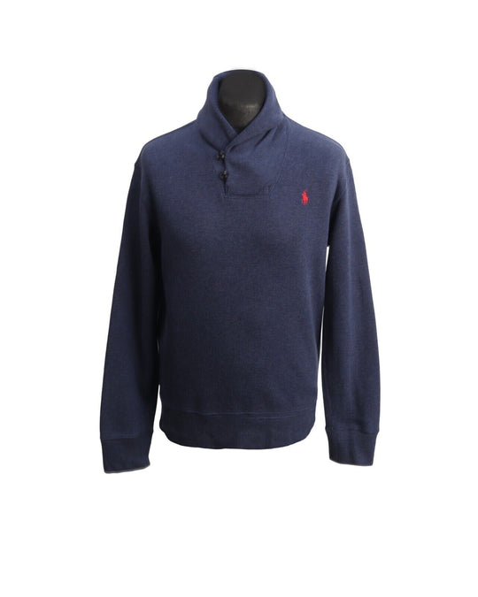 POLO RALPH LAUREN Jumper Blue Cotton Shawl Neck Men's Size M