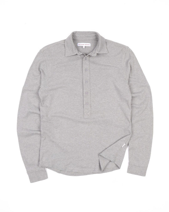 ORLEBAR BROWN Polo Shirt Grey Cotton Mens Longsleeve Size M