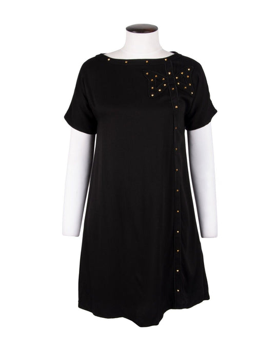 LOVE MOSHINO Dress Black Viscose Crew Neck Short Sleeve  Women's Size 38