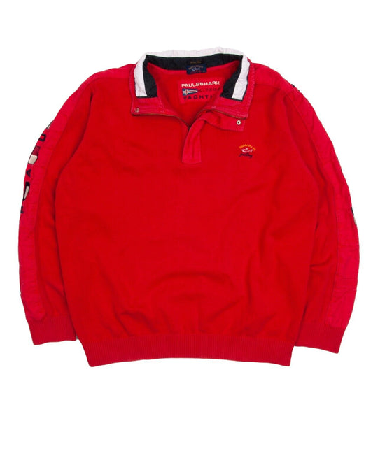 PAUL & SHARK Yachting Zip Neck Sweater Red Cotton Men's Knit Jumper Size XXL