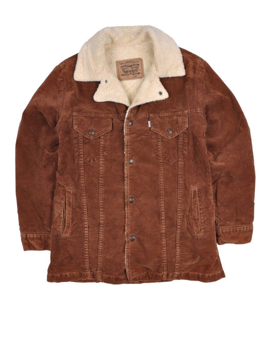 LEVIS Trucker Ranch Jacket Brown Corduroy Cotton Men's Sherpa Lining Size S