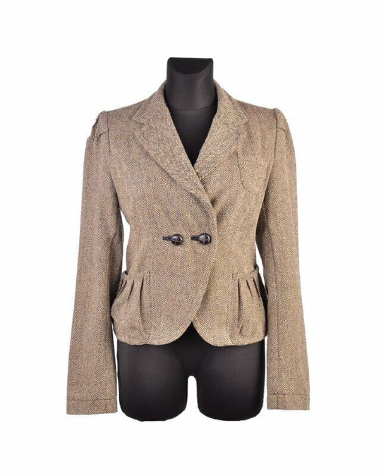 Women's NAFNAF Beige Wool Double-Breasted Jacket Size 40