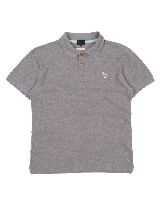 Men's PAUL SMITH Grey Pique Cotton Zebra Polo Shirt Size s