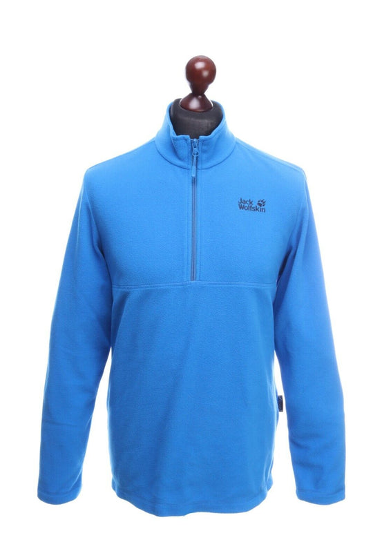 Men's JACK WOLFSKIN Blue Outdoor Fleece Sweater Jumper Size M