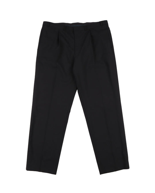 BALMAIN Pants Black Wool Pleated Front Mens Trouse Size 40