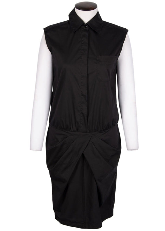 MAX MARA Dress Black Collared Cotton Women's Sleeveless Size 6 US / 40 IT