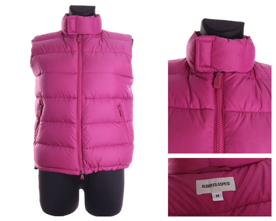 Women's ALBERTO ASPESI Pink Nylon Down Puffer Quilted Waistcoat Vest Size M