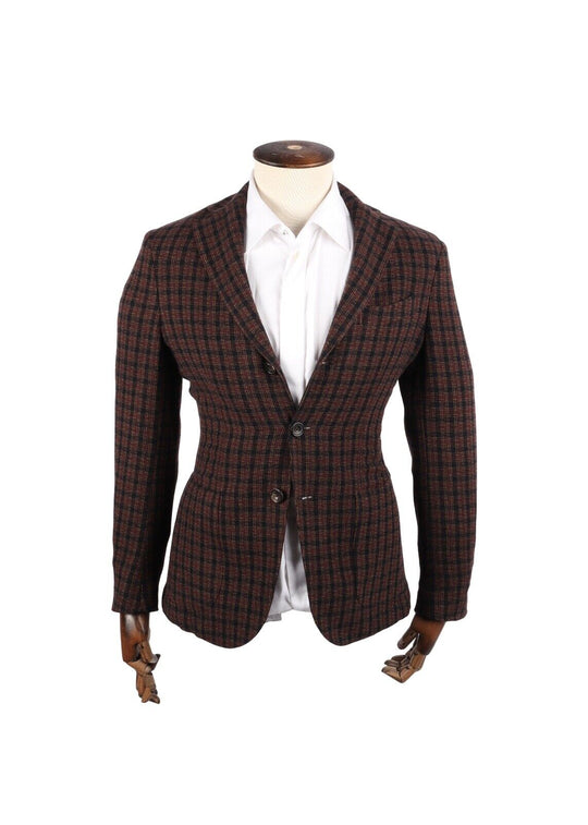 DOPPIAA Aaramis Sport Coat Brown Check Wool Unlined Blazer Men's Size 44 IT