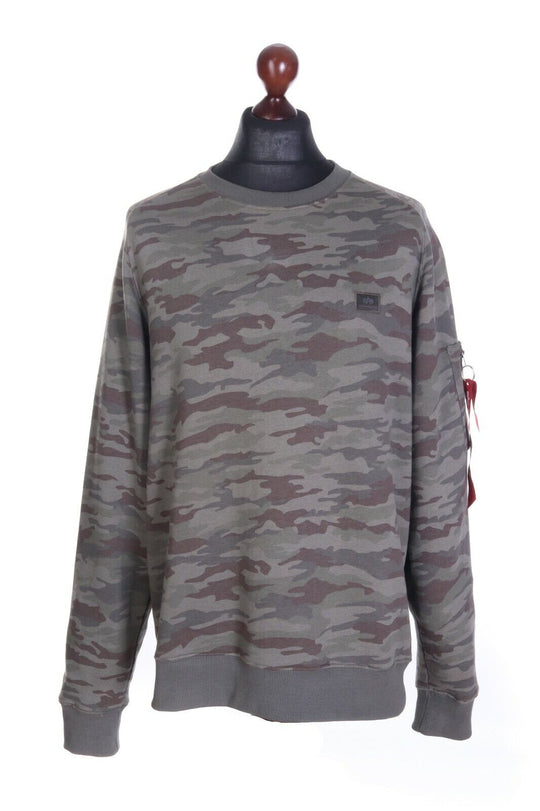 Men's ALPHA INDUSTRIES Cotton Blend Camo X Fit Jumper Sweatshirt Size 3XL
