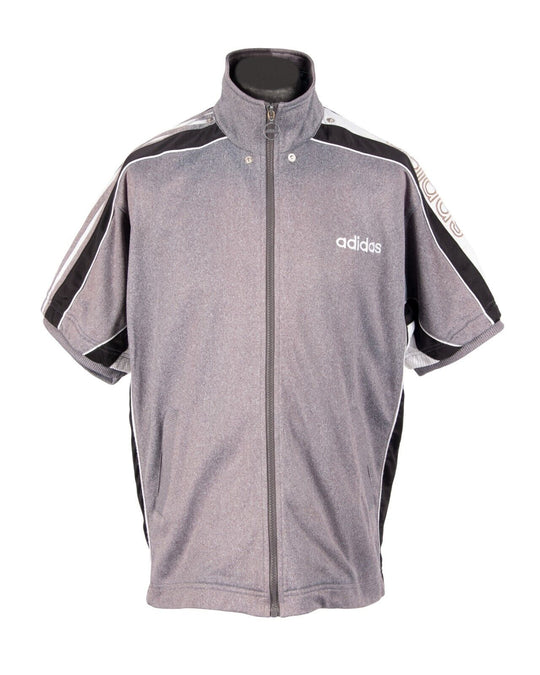 Vintage ADIDAS Cardigan Full Zip Short Sleeve Gray Men's Sweater Size S