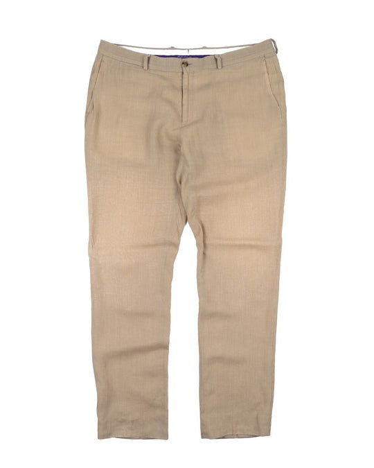 RALPH LAUREN PURPLE LABEL Beige Linen Straight Pants Men's Size 38