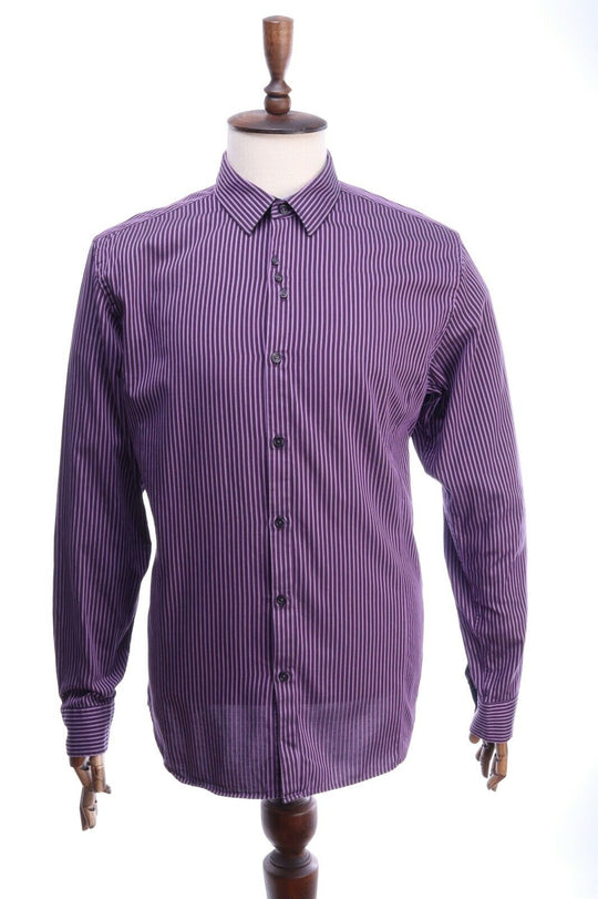 TED BAKER LONDON Purple Striped 100% Cotton LS Shirt Size 5