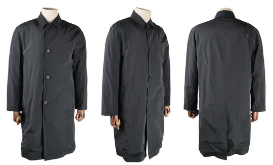 Men's HUGO BOSS York Nylon Navy Wool Lined Long Car Coat Size 36 / 46