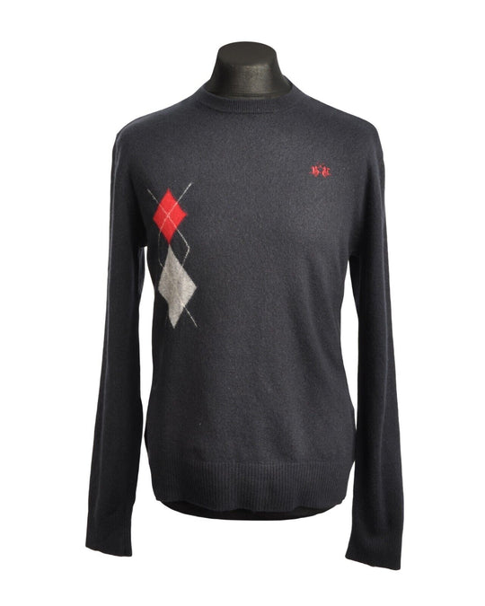 LA MARTINA Sweater Black Wool Cashmere Crew Neck Mens Pullover Size L
