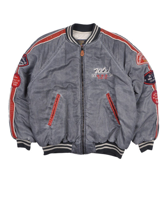 Vintage CASUCCI Bomber Patches Jacket Grey Nylon Mens Size L