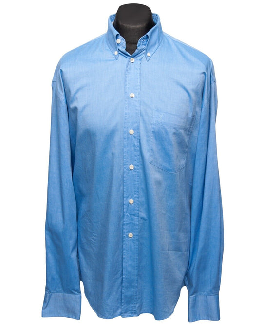 YSL Yves Saint Laurent Pour Homme Shirt Blue Cotton Mens Size 16 / 41