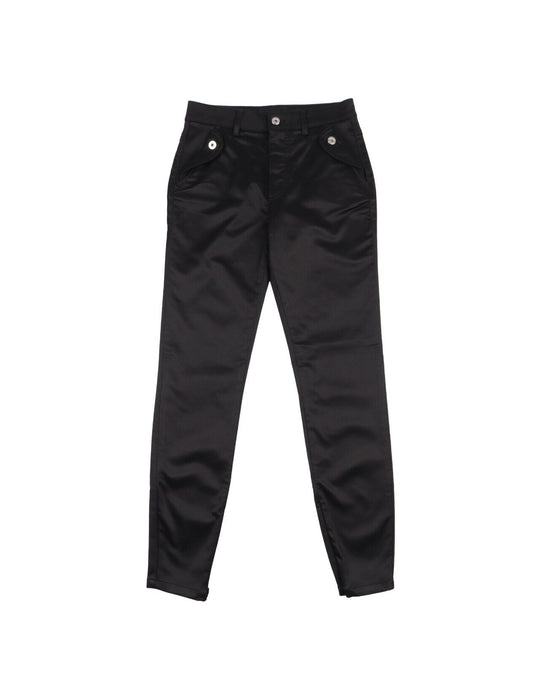 DG DOLCE & GABBANA Pants Black Satin Cotton Viscose Womens Trousers Size 40