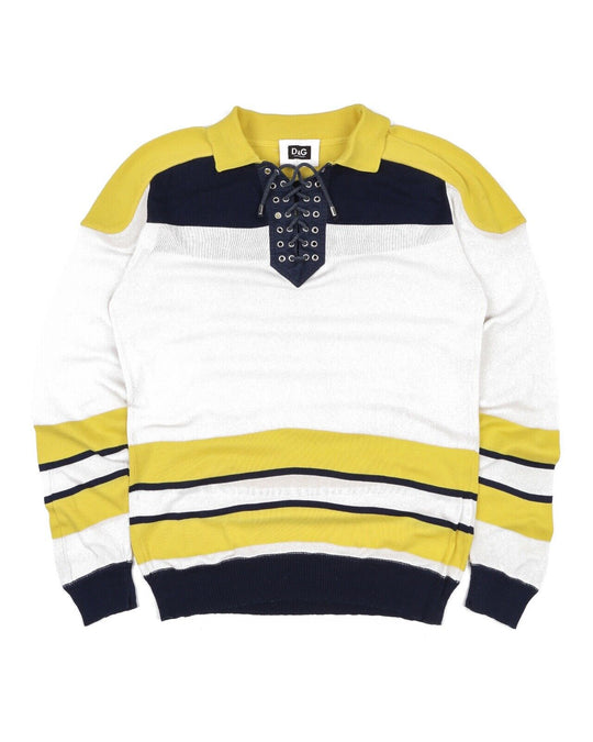 DOLCE & GABBANA Rugby Shirt Yellow Striped Men's Size L