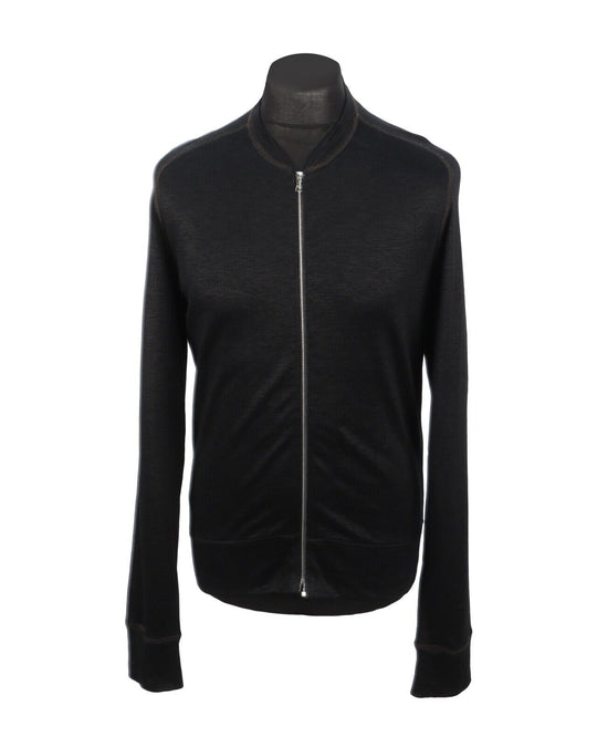 PAUL SMITH Cardigan Full Zip Black Linen Blend Lightweight Men's Jumper Size M