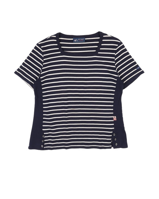 SAINT JAMES T-Shirt Navy White Stripes Cotton Women's Knit Top