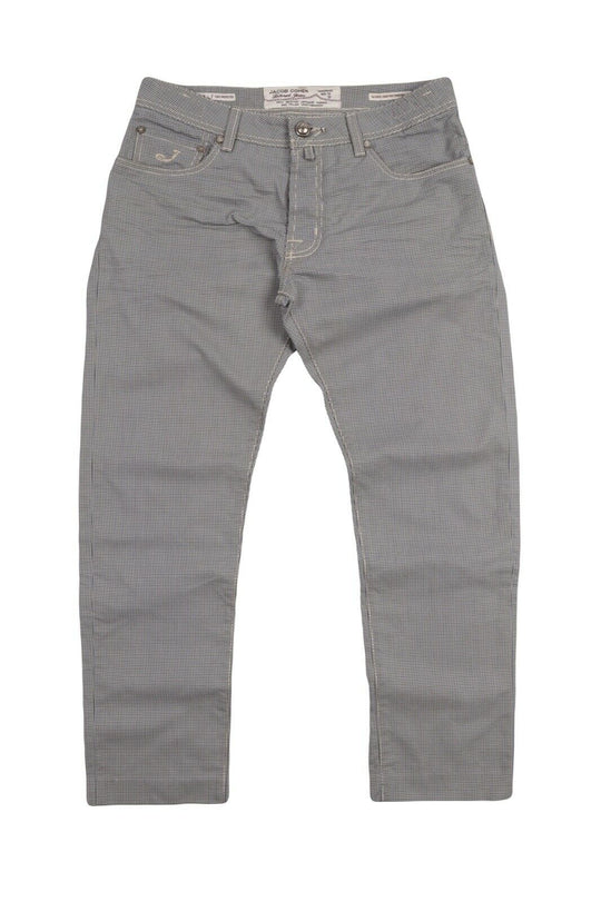 Men's JACOB COHEN Check Cotton Faded Denim Jeans Pants Size 34