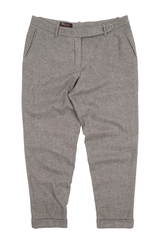 Women's LORO PIANA Grey Cashmere Cuffed Pants Size 46 IT