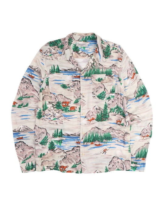 ALLSAINTS Redfern Ls Shirt Multicolor Viscose Men's Mountain Print Size M