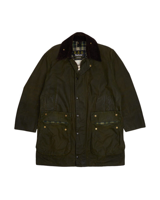 BARBOUR Border Jacket Khaki Green Waxed Cotton Men's Size C42 / 107cm