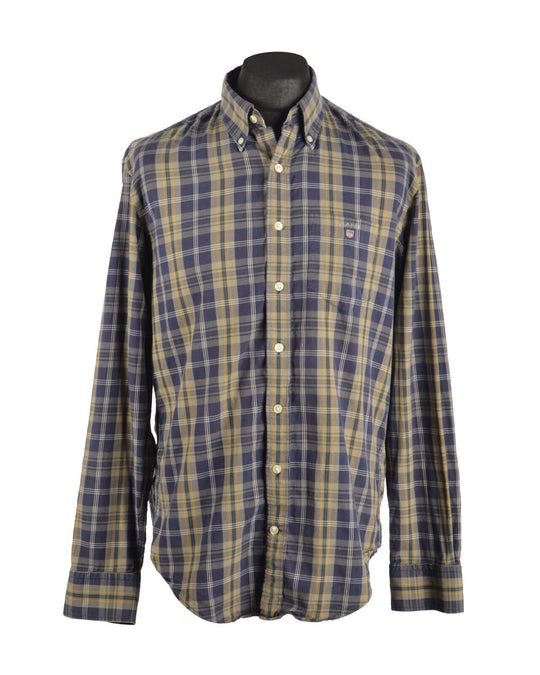 Men's GANT Multicolored Check Regular Fit Plaid Oxford Cotton LS Shirt Size L