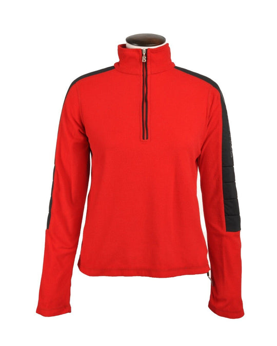 BOGNER Sweater Red Black Mock Neck Quarter Zip Womens Pullover Size M