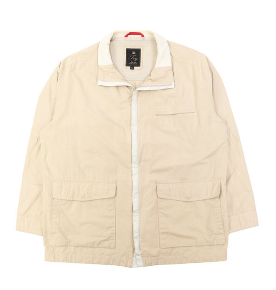 Men's FAY Italy Beige Cotton Blend Casual Windbreaker Jacket Size XL