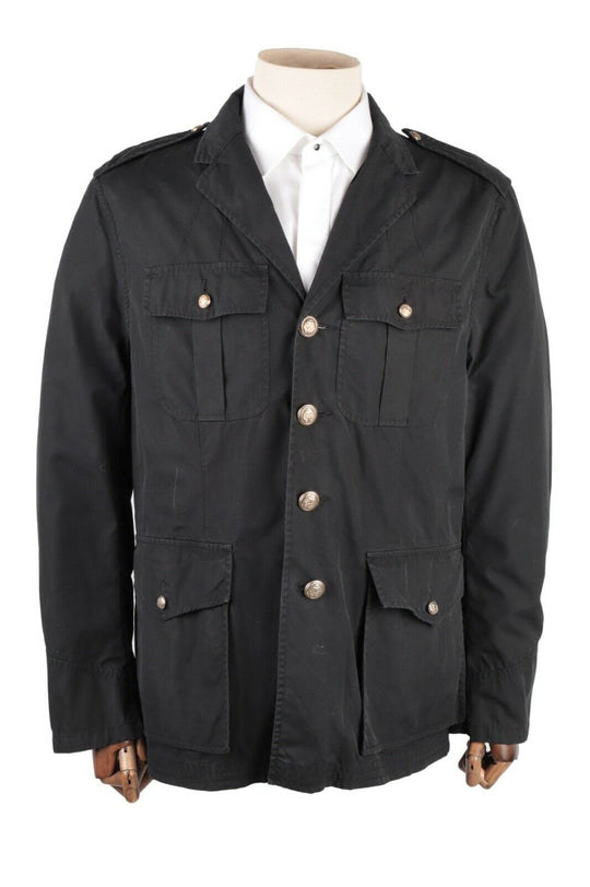 Men's POLO RALPH LAUREN Black Cotton Military Blazer Safari Jacket Size L